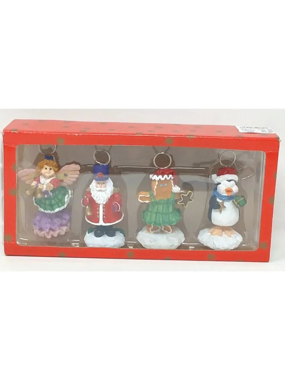 4 Christmas PlaceCard Holders Bobble Wiggle Angel Santa Penguin Gingerbread #D21